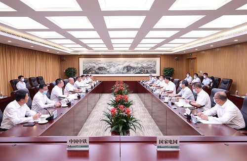 國家電網(wǎng)公司總經(jīng)理、黨組副書記張智剛與中國中鐵董事長陳云會談