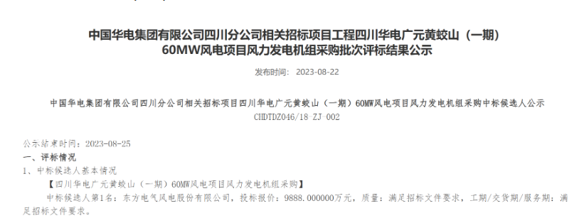 160MW！華電2個(gè)風(fēng)電項(xiàng)目候選人公示
